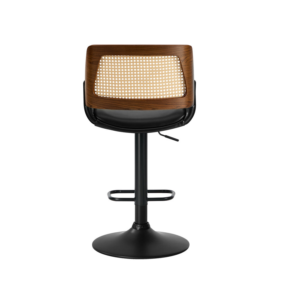 2x Bar Stools Kitchen Dining Chairs Rattan Leather Black