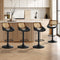 Oikiture 4x Bar Stools Gas Lift Stool Rattan Leather Black