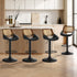 Oikiture 4x Bar Stools Gas Lift Stool Rattan Leather Black