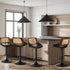 Oikiture 4x Bar Stools Gas Lift Stool Rattan Leather Black