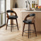 Oikiture 2PCS Swivel Bar Stools Black PU Leather Kitchen Chairs