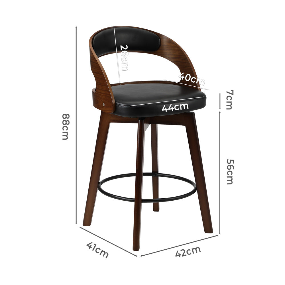 Oikiture 4x Bar Stools Swivel PU Leather Black