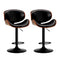2x Bar Stools Swivel Leather Seat Black