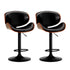 2x Bar Stools Swivel Leather Seat Black