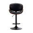 2x Bar Stools Swivel Leather Seat Black