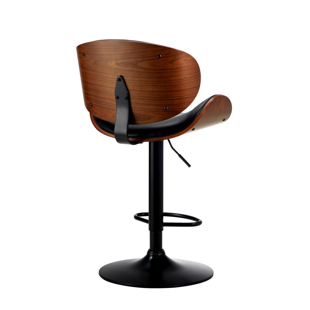 2x Bar Stools Swivel Leather Seat Black