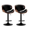 Set of 4 Bar Stools Swivel Wooden Leather Gas Lift