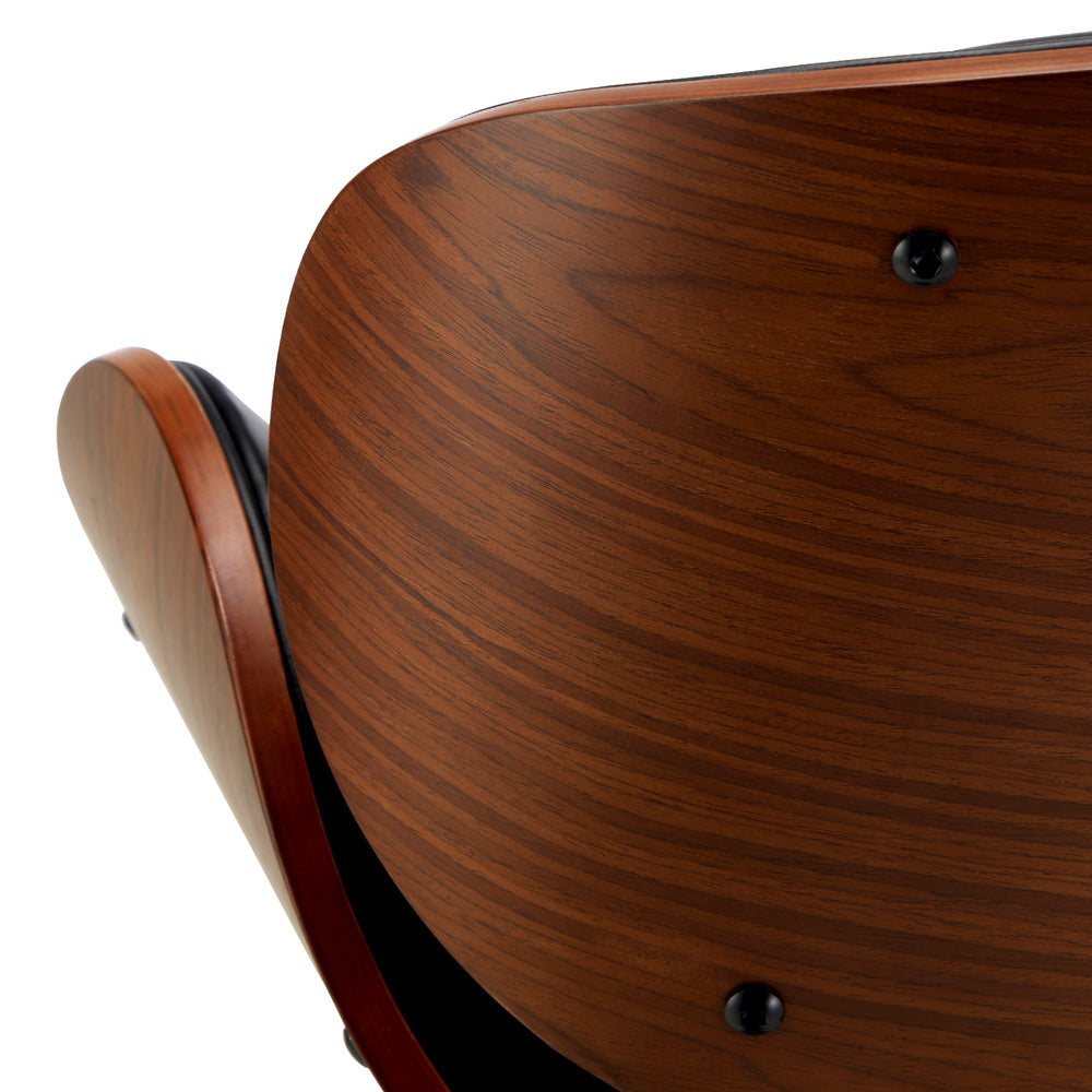 Set of 4 Bar Stools Swivel Wooden Leather Gas Lift