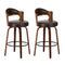 2x Bar Stools Kitchen Swivel Chair Shell Leather Brown