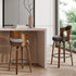 2x Bar Stools Kitchen Swivel Chair Shell Leather Brown