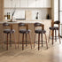 Oikiture 4x Bar Stools Swivel Counter Chair Shell Leather Brown