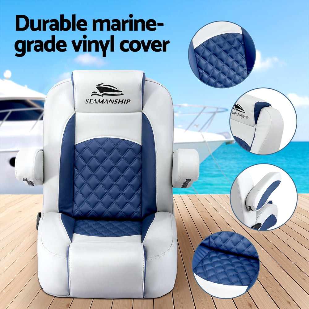 Reclining Captain Boat Seat 90°-155° Recline, 19cm Thick Cushion