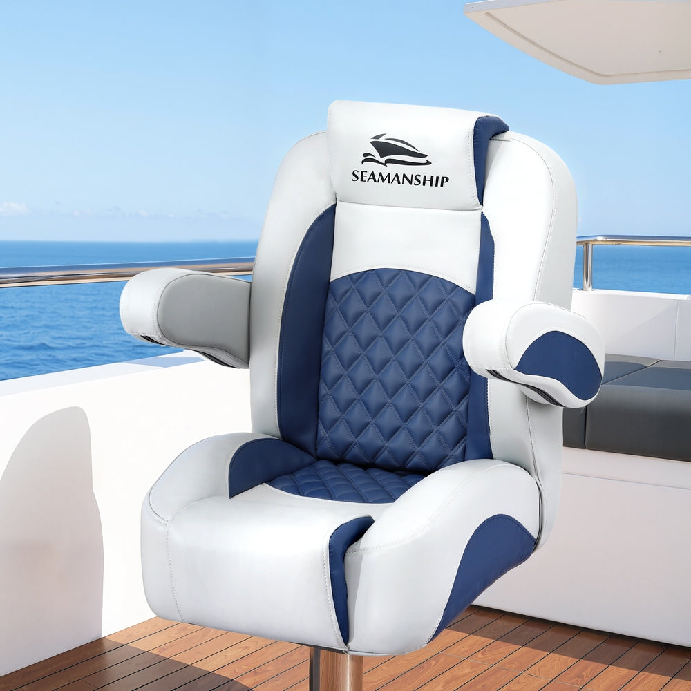 Reclining Captain Boat Seat 90°-155° Recline, 19cm Thick Cushion