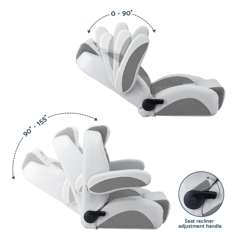 Reclining Captain Boat Seat 90°-155° Recline, 19cm Thick Cushion