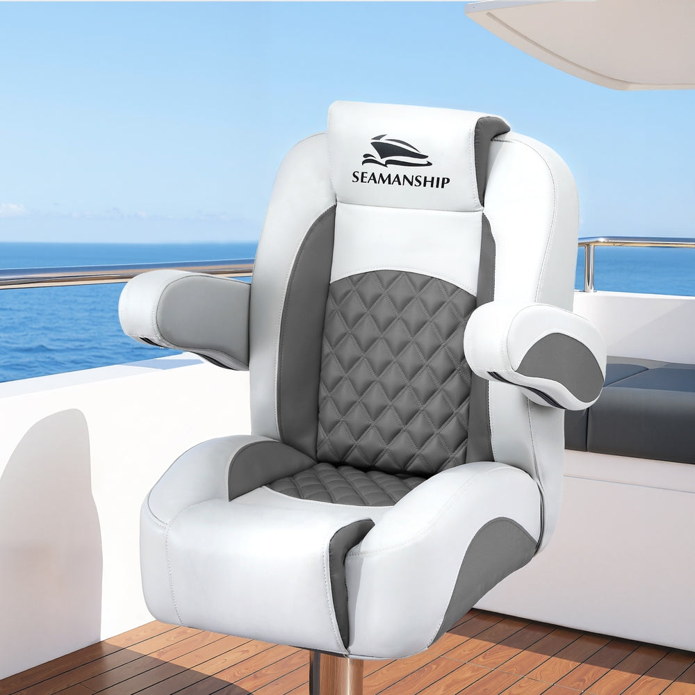 Reclining Captain Boat Seat 90°-155° Recline, 19cm Thick Cushion