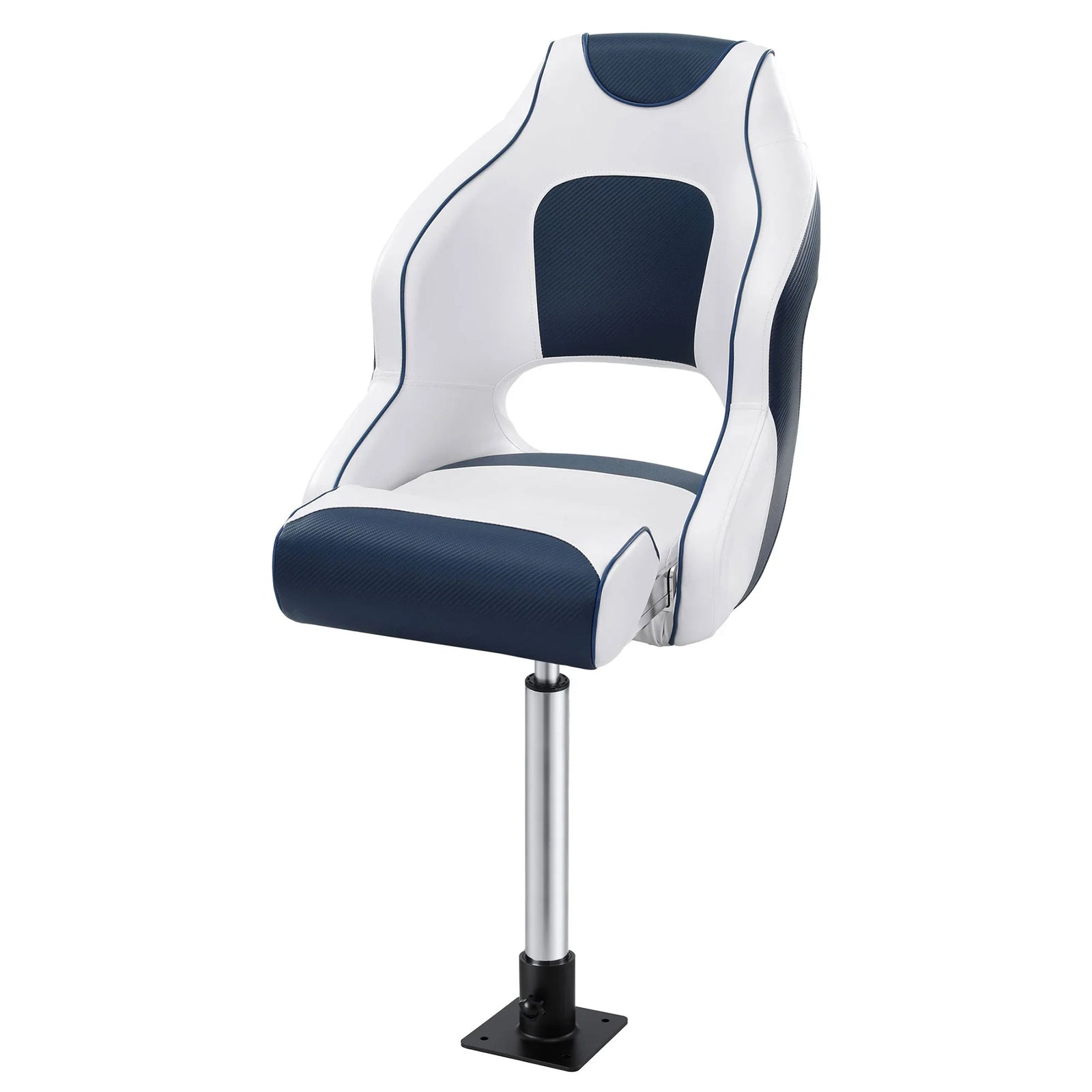 Captain Bucket Boat Seats Flip Up Bolster Swivel 15cm Padding with Adjustable Pedestals 55–75cm Blue