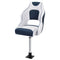 Captain Bucket Boat Seats Flip Up Bolster Swivel 15cm Padding with Adjustable Pedestals 55–75cm Blue