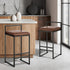 2x Bar Stools Metal Counter Chair Barstools Brown Leather