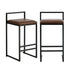 2x Bar Stools Metal Counter Chair Barstools Brown Leather