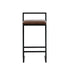 2x Bar Stools Metal Counter Chair Barstools Brown Leather