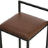 2x Bar Stools Metal Counter Chair Barstools Brown Leather
