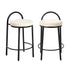 2x Bar Stools Dining Chairs Round Stool Counter Seat Boucle