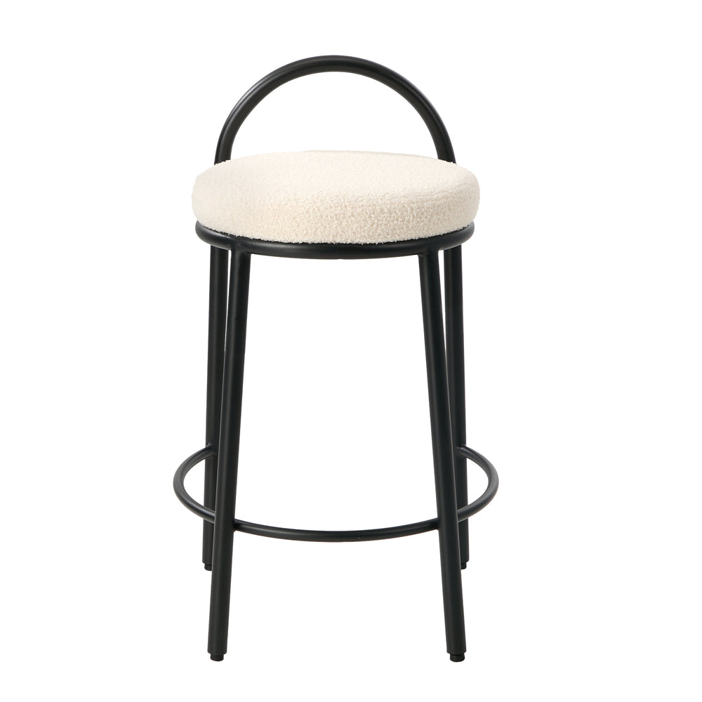 2x Bar Stools Dining Chairs Round Stool Counter Seat Boucle