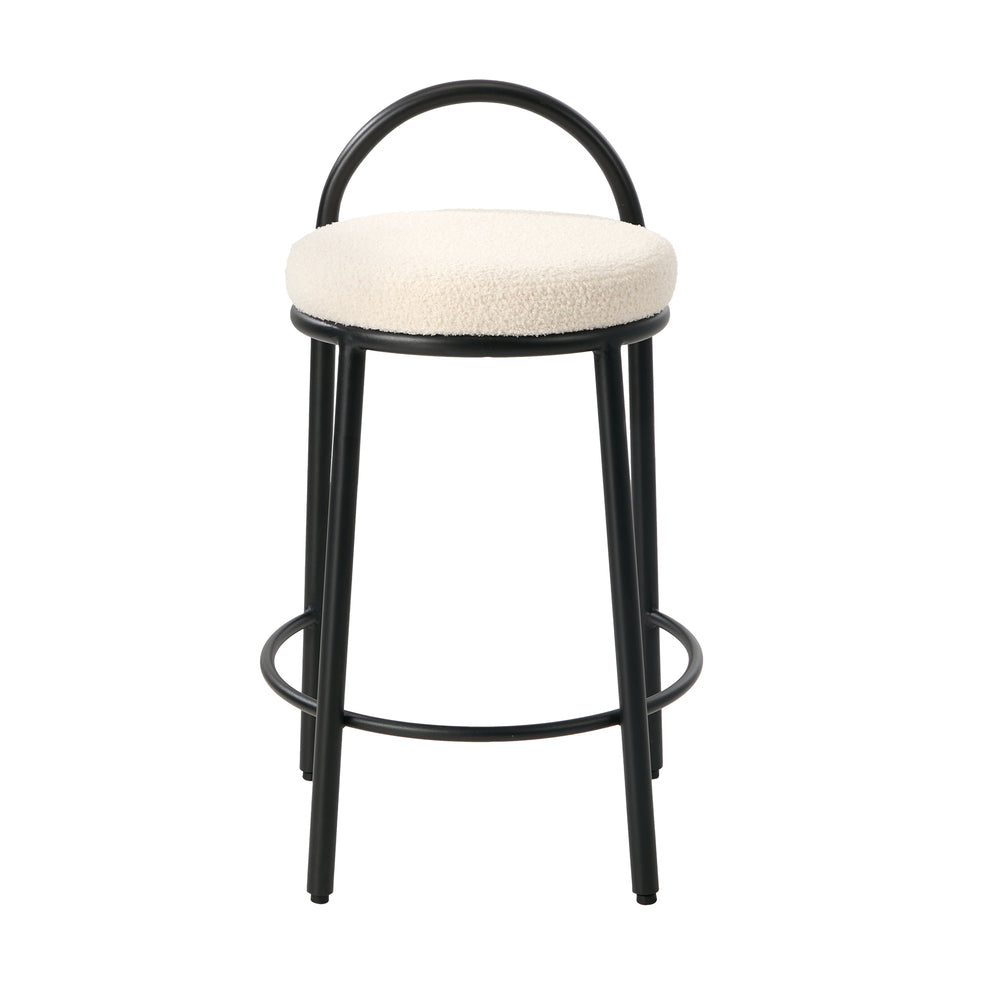 4x Bar Stools, Dining Chairs, Round Boucle Counter Seat, Colour Set Combo