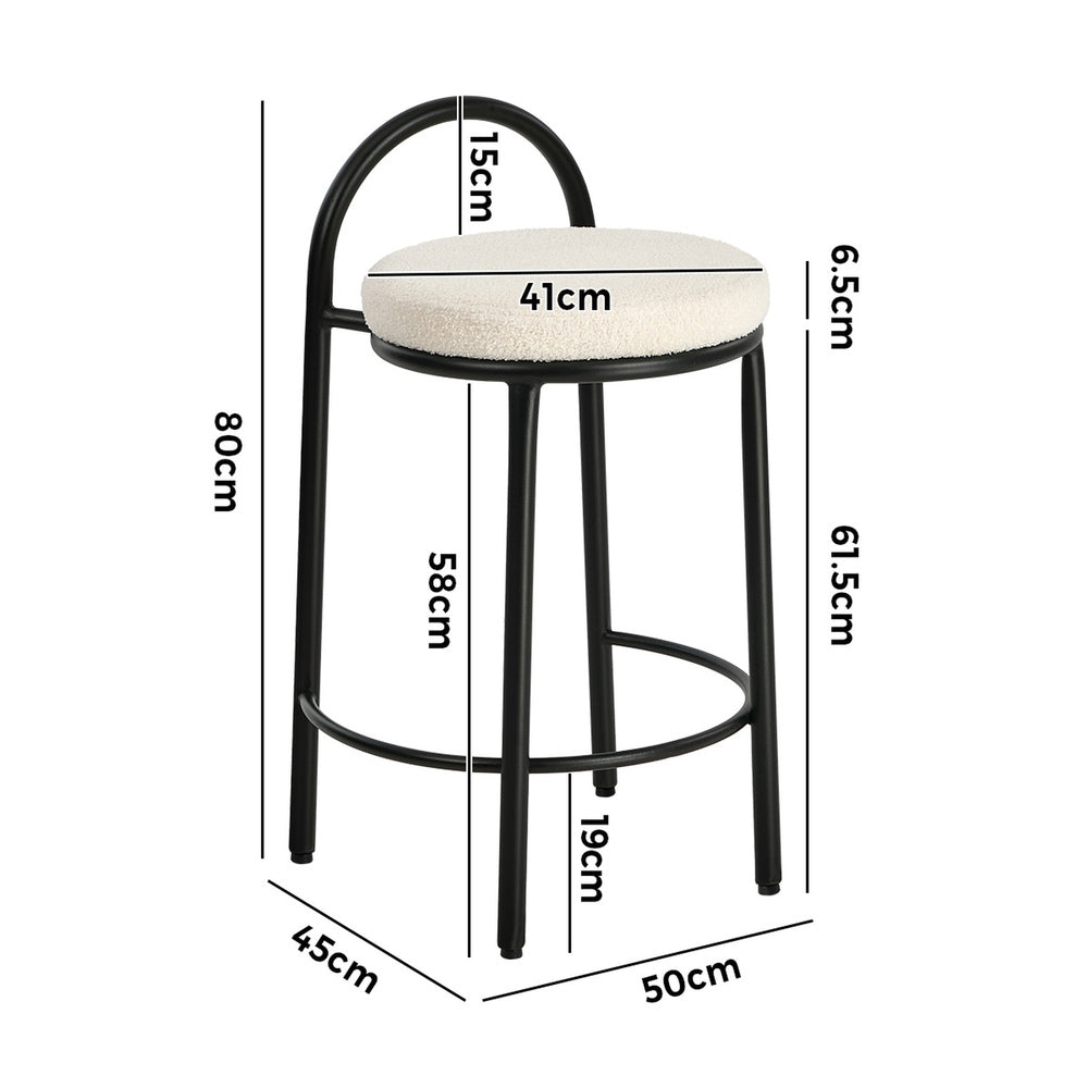 4x Bar Stools Dining Chairs Round Stool Counter Seat Boucle