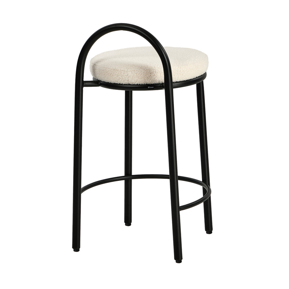 4x Bar Stools, Dining Chairs, Round Boucle Counter Seat, Colour Set Combo
