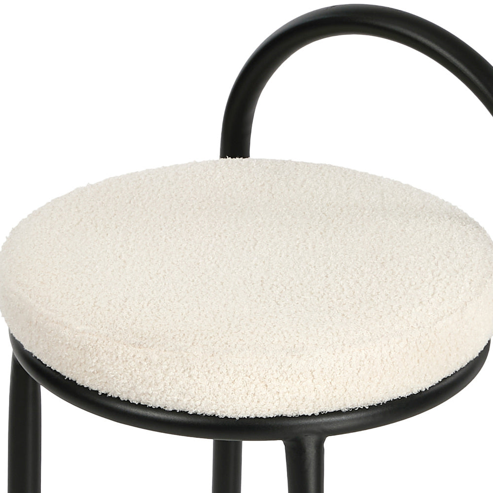 4x Bar Stools Dining Chairs Round Stool Counter Seat Boucle