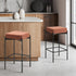 Oikiture 2x Bar Stools Kithen Stool Dining Chair Linen Metal Orange