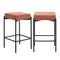 Oikiture 2x Bar Stools Kithen Stool Dining Chair Linen Metal Orange