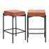 Oikiture 2x Bar Stools Kithen Stool Dining Chair Linen Metal Orange