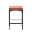 Oikiture 4x Bar Stools Kitchen Dining Chair Linen Seat Metal Orange