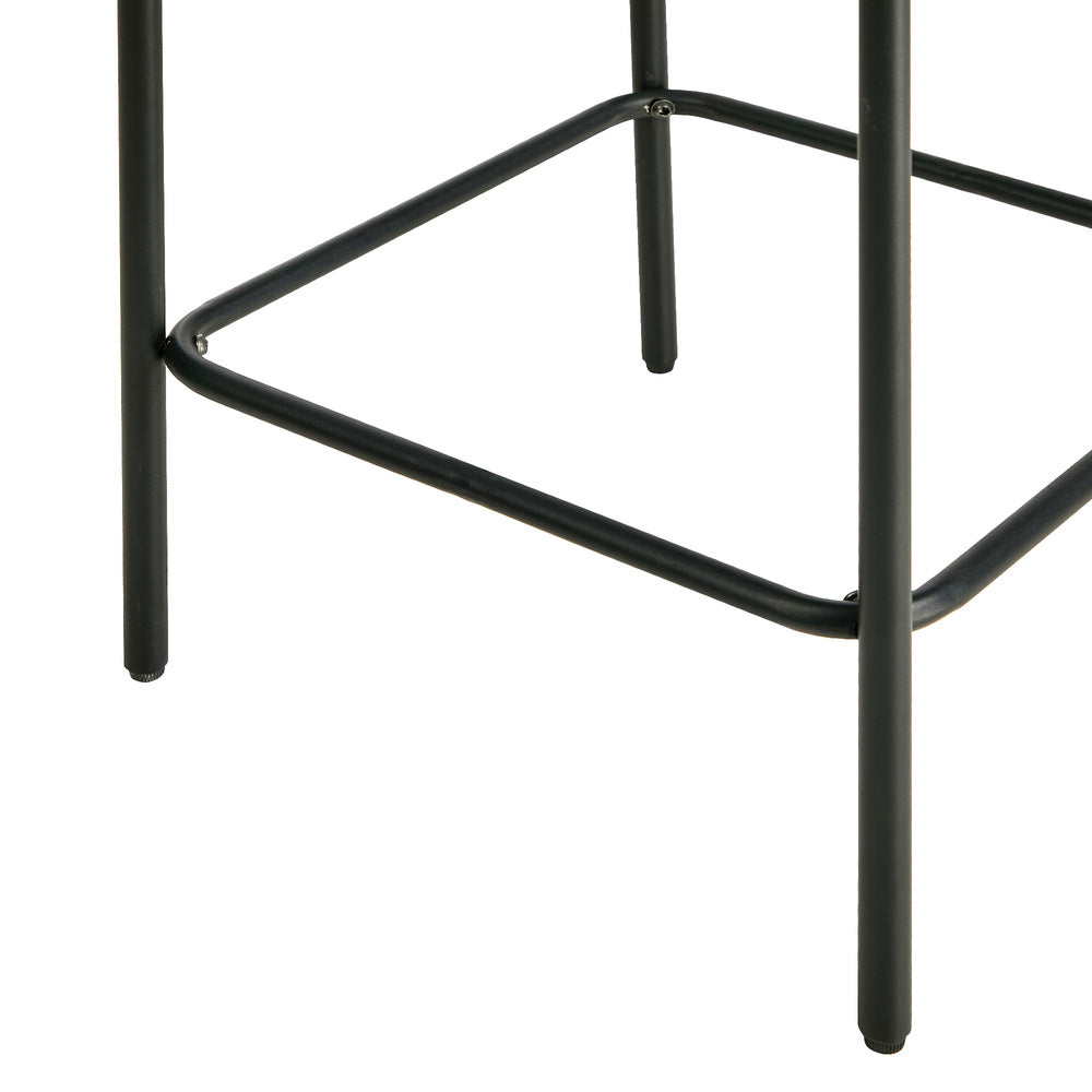 Oikiture 4x Bar Stools Kitchen Dining Chair Linen Seat Metal Orange