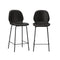 2x Bar Stools Kitchen Chairs High Back Leather Black