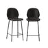 2x Bar Stools Kitchen Chairs High Back Leather Black