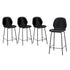 Set of 4 Bar Stools Kitchen Chairs High Back Leather Black