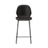 Set of 4 Bar Stools Kitchen Chairs High Back Leather Black