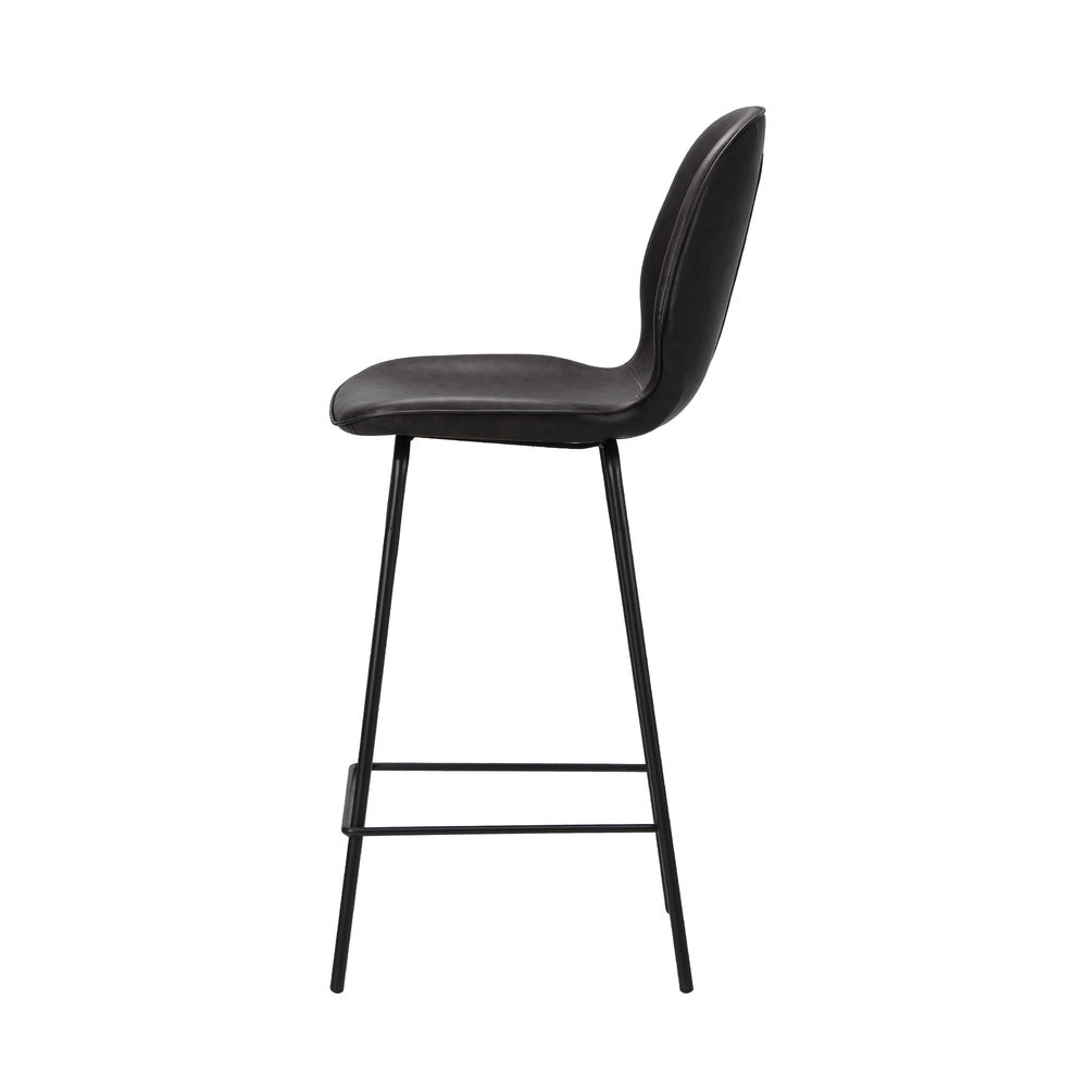 Set of 4 Bar Stools Kitchen Chairs High Back Leather Black