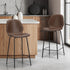 Oikiture 2x Bar Stools Kitchen Chairs High Back Leather Brown