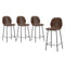 Oikiture Set of 4 Bar Stools Kitchen Chairs High Back Leather Brown