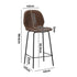 Oikiture Set of 4 Bar Stools Kitchen Chairs High Back Leather Brown