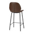 Oikiture Set of 4 Bar Stools Kitchen Chairs High Back Leather Brown