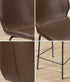 Oikiture Set of 4 Bar Stools Kitchen Chairs High Back Leather Brown