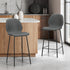 2x Bar Stools Kitchen Chairs High Back Leather Grey
