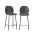2x Bar Stools Kitchen Chairs High Back Leather Grey