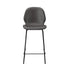 2x Bar Stools Kitchen Chairs High Back Leather Grey