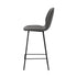 2x Bar Stools Kitchen Chairs High Back Leather Grey